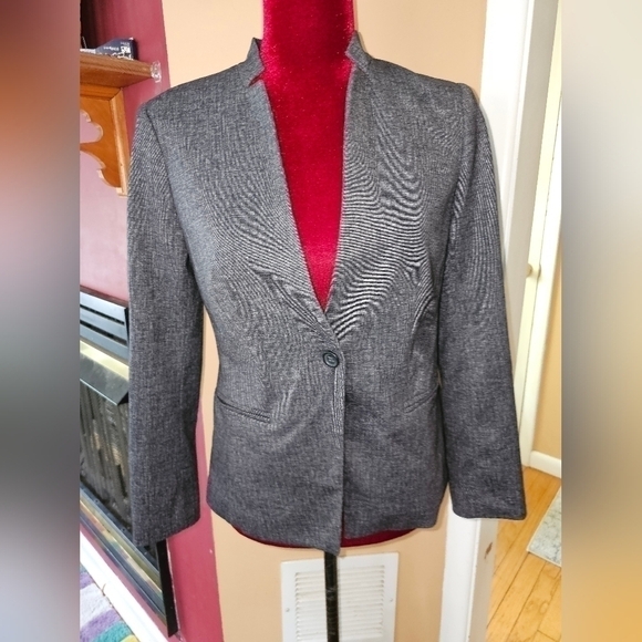 Banana Republic 0P Petite long Sleeve Black/Grey Blazer Basic Work Wear - Picture 1 of 8